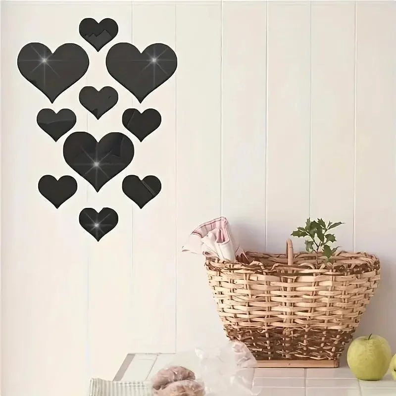 1 conjunto 3d amor corações espelho adesivo de parede decalque arte da parede removível decoração do casamento crianças quarto decoração adesivos de mesa de banheiro