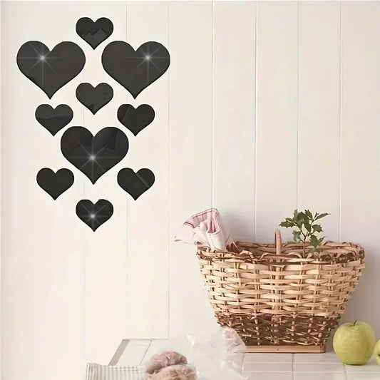 1 conjunto 3d amor corações espelho adesivo de parede decalque arte da parede removível decoração do casamento crianças quarto decoração adesivos de mesa de banheiro
