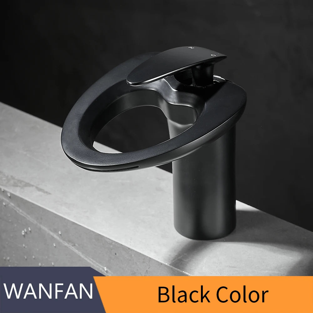 Single Handle Cachoeira Torneira Do Banheiro, Torneiras De Bacia Preta, Torneira Misturadora De Banho, Pia De Latão, Guindaste De Água, Prata, 855964