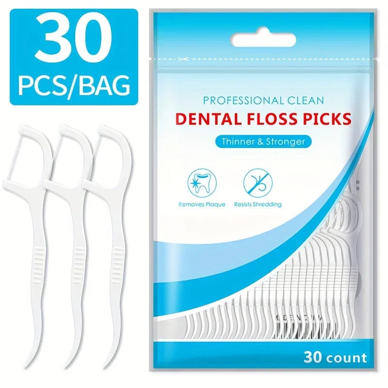 30/50/100/300/600PCS fio dental liso descartável ultrafino, palito de dente doméstico