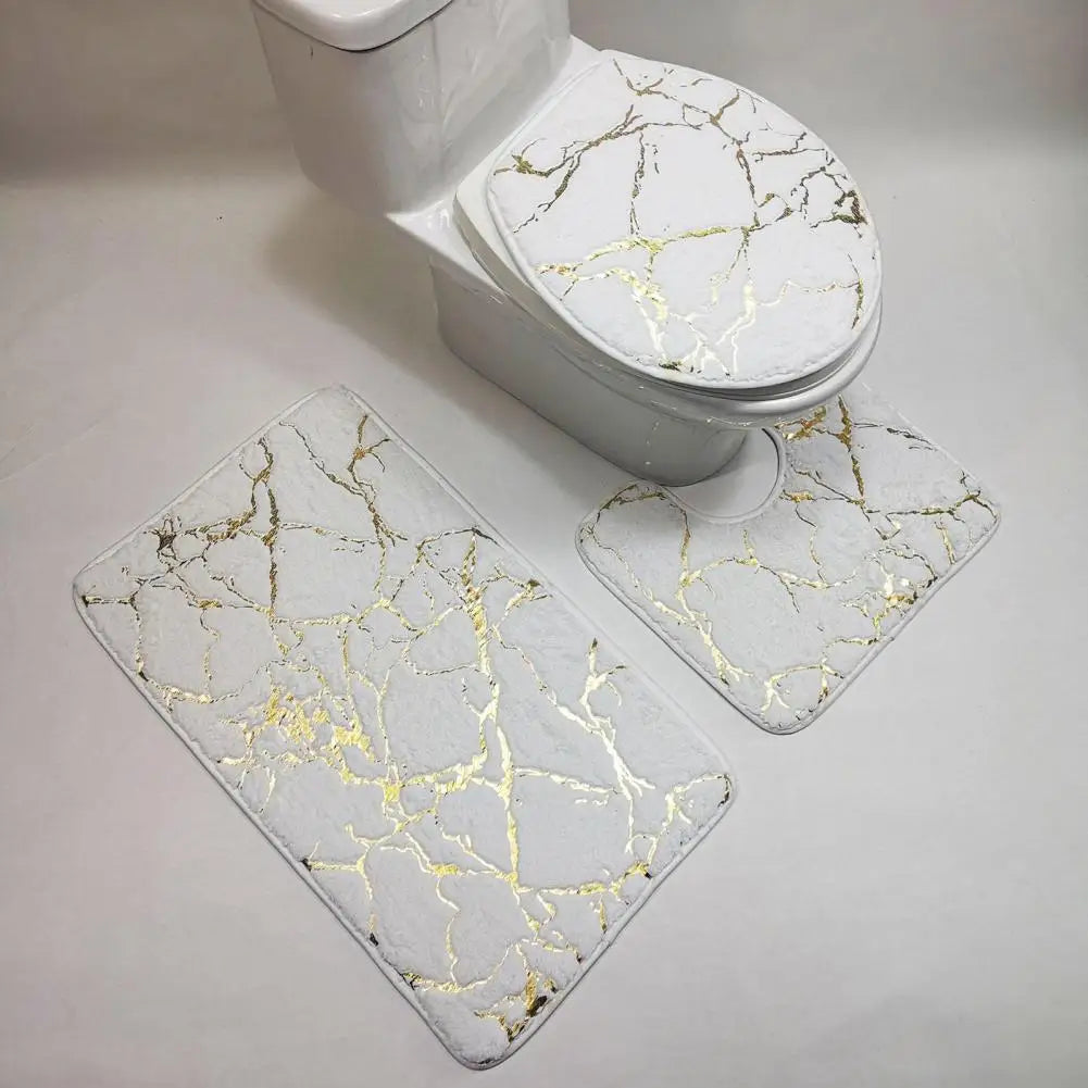 3 pçs/set tapete de toalete poliéster mármore tampa do toalete capa tapete do banheiro listra impressão anti deslizamento chuveiro tapetes acessórios para casa