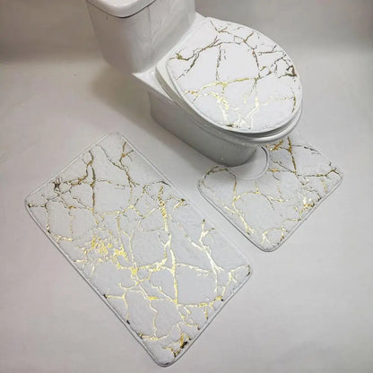 3 pçs/set tapete de toalete poliéster mármore tampa do toalete capa tapete do banheiro listra impressão anti deslizamento chuveiro tapetes acessórios para casa