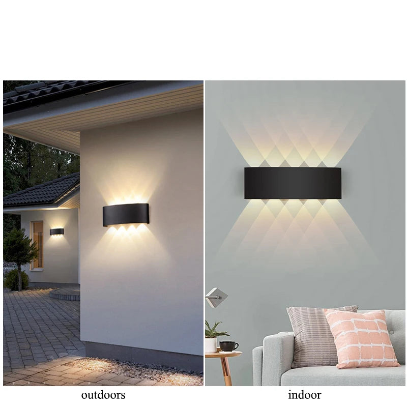 Luminária de parede led para cima e para baixo, à prova d'água, interior, para quarto, sala de estar, corredor, iluminação interna e externa