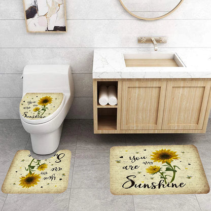 Conjunto De Tapetes Antiderrapantes Impermeáveis, Capacho, Cortina De Chuveiro, Tampa De Assento Sanitário, Tapete De Banho, Durável, Banheiro, Decoração De Entrada Em Casa, 4Pcs