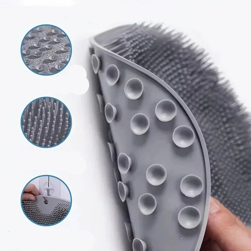 Lavar a escova dos pés limpador do corpo esponja de silicone banho massagem esteira chuveiro volta escova fixado na parede tapete de lavagem dos pés com ventosa
