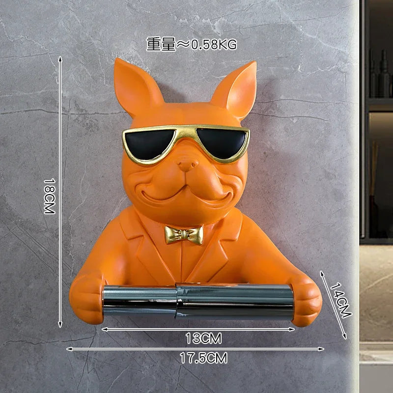 Suporte de papel criativo fixado na parede suporte de tecido banheiro cozinha rolo tubo dos desenhos animados cão sala estar decoração do banheiro