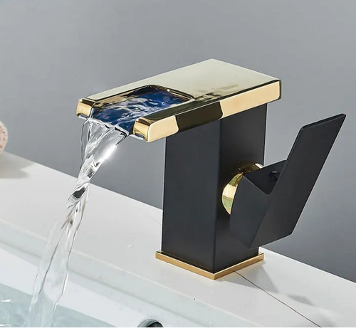 Fmhjfisd led torneira da bacia do banheiro cachoeira único punho único furo torneiras misturadoras do banheiro sensível à temperatura contemporânea