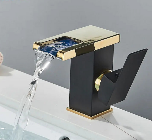 Fmhjfisd led torneira da bacia do banheiro cachoeira único punho único furo torneiras misturadoras do banheiro sensível à temperatura contemporânea