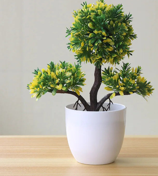 1pc plantas artificiais bonsai pequena árvore simulação plantas flores falsas mesa vaso ornamentos decoração para casa hotel jardim decoração