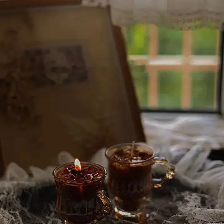 Vela Aromática de Café em Copo Elegante para Decoração