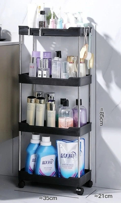 2025 Carrinho de armazenamento de banheiro com rodinhas de 3/4 camadas, organizador multiuso para banheiro, cozinha, escritório