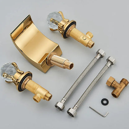 Torneira da bacia do banheiro cristalina alça dupla pia quente e fria torneira misturadora da pia do banheiro deck montado bacia 3 conjunto torneira da banheira