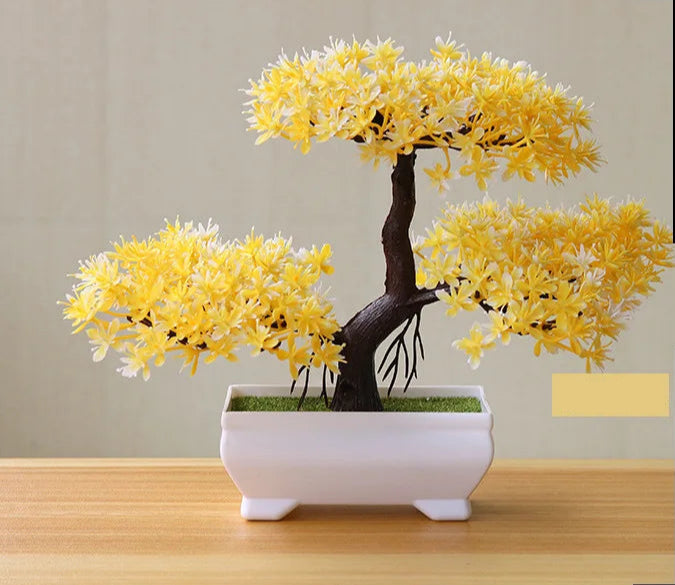 1pc plantas artificiais bonsai pequena árvore simulação plantas flores falsas mesa vaso ornamentos decoração para casa hotel jardim decoração