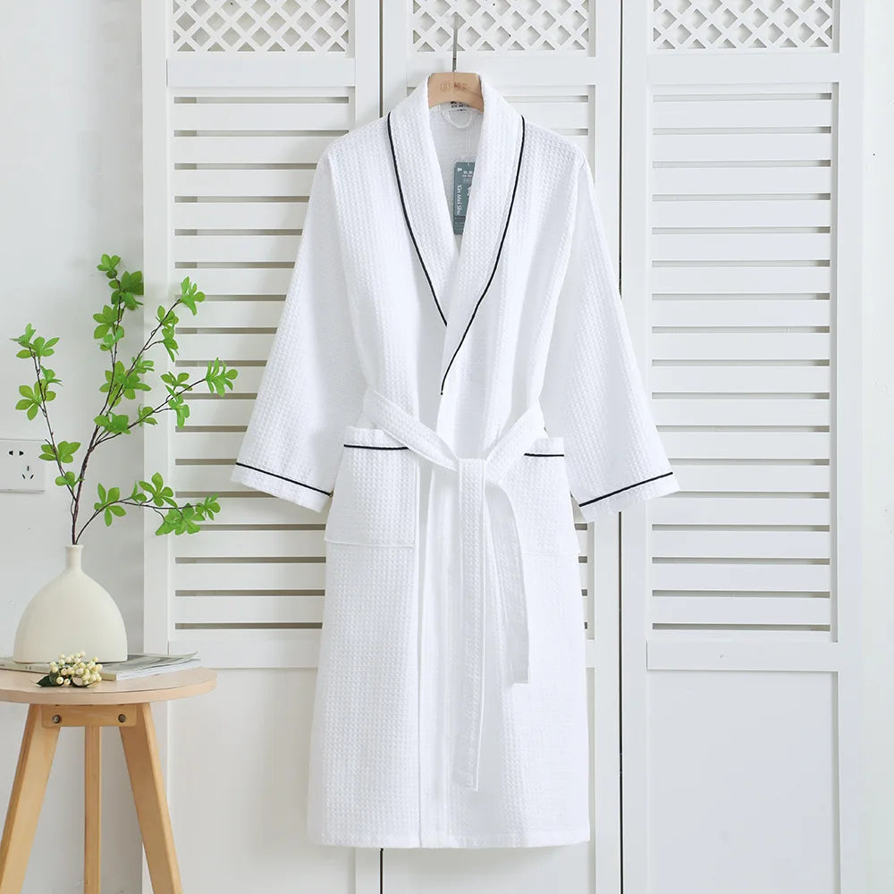 100% algodão casal robe waffle roupão quimono yukata casa roupas casuais feminino sleepwar nightwear primavera verão loungewear