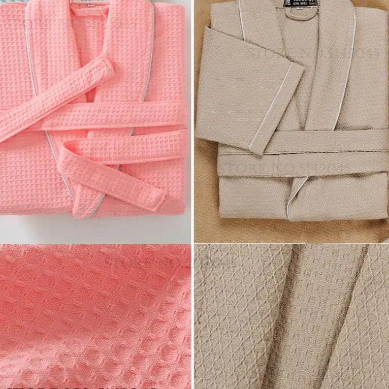 100% algodão casal robe waffle roupão quimono yukata casa roupas casuais feminino sleepwar nightwear primavera verão loungewear