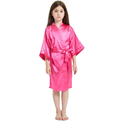 Roupões de banho de spa de seda de cetim branco para meninas crianças bebê 2 a 3 4 5 6 7 8 9 10 11 12 13 14 anos vermelho azul crianças robe sono