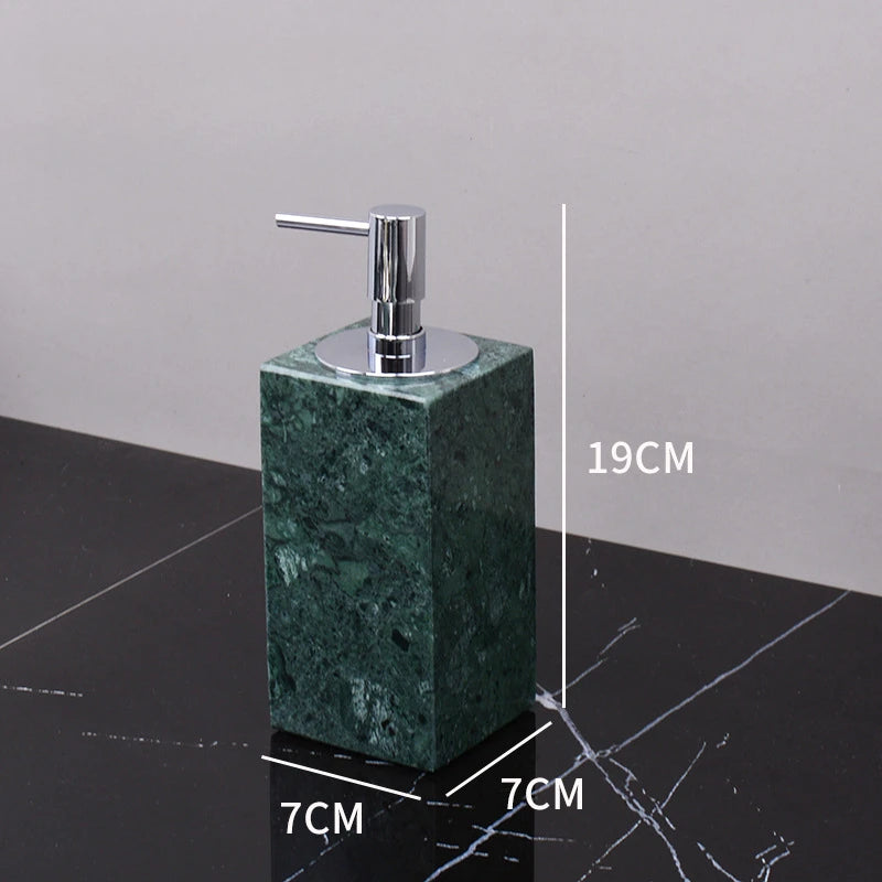 Kit de lavagem de banheiro verde mármore, mercadorias domésticas, produtos de banheiro, garrafa de shampoo, garrafa de sabão, pote de cotonete de algodão, bandeja