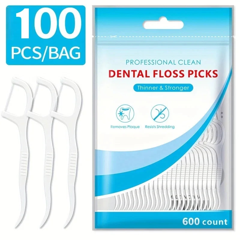30/50/100/300/600PCS fio dental liso descartável ultrafino, palito de dente doméstico