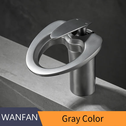 Single Handle Cachoeira Torneira Do Banheiro, Torneiras De Bacia Preta, Torneira Misturadora De Banho, Pia De Latão, Guindaste De Água, Prata, 855964