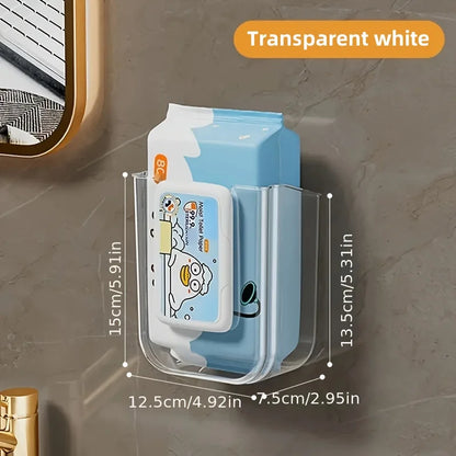 [Celeção popular] Caixa de armazenamento de tecido úmido montada na parede não perfurada para banheiro com grande abertura e forte capacidade de carga