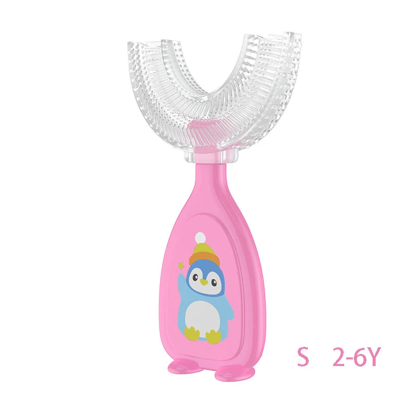 escova de dente infantil escova de dente 360 graus infantil Crianças de 360 graus infantil em forma de u escova de dentes de saúde do bebê mordedores de silicone macio escova de bebê crianças higiene oral limpeza