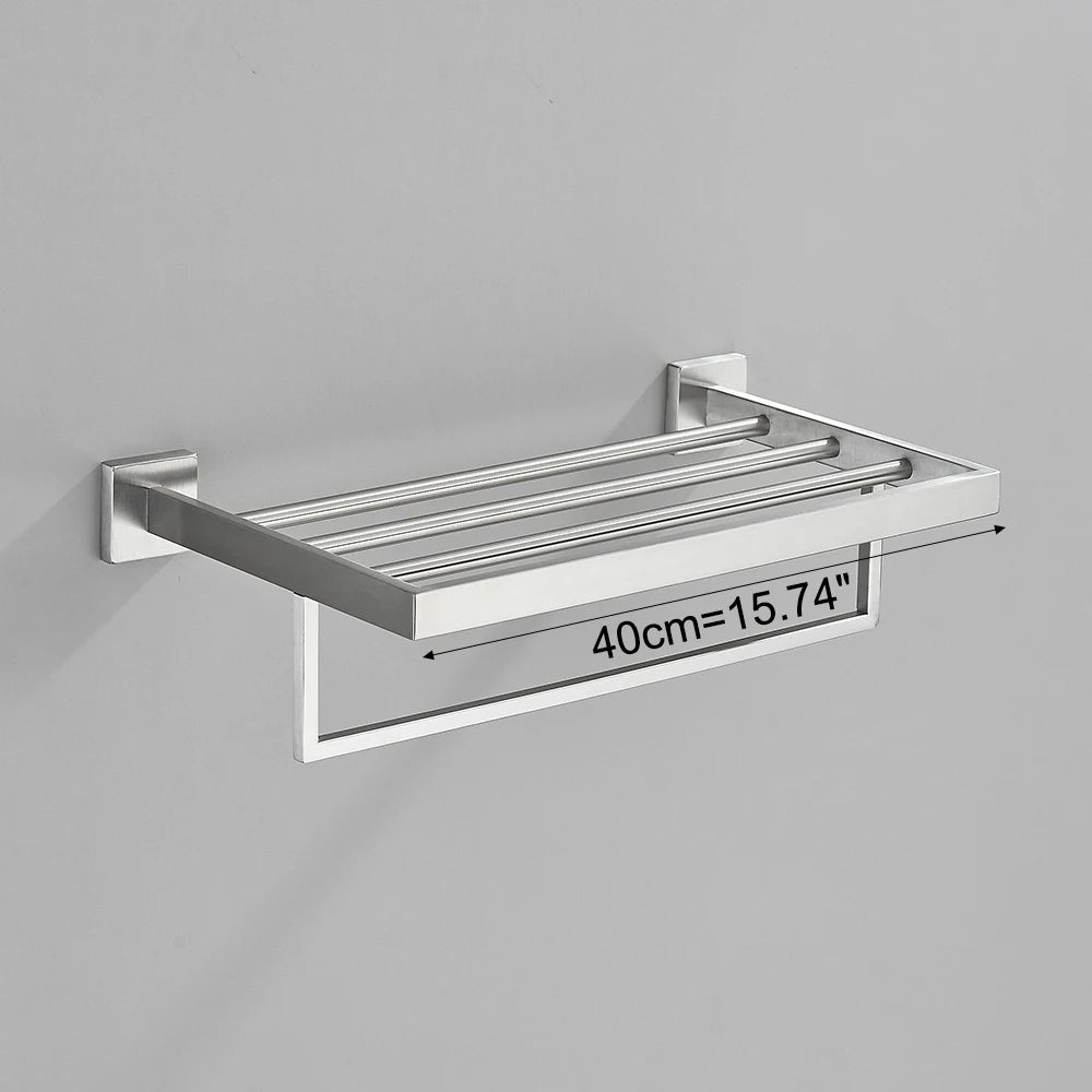 Conjunto de hardware de banheiro de níquel escovado, gancho para robe, toalheiro, prateleira, suporte de papel de tecido, acessórios de banheiro