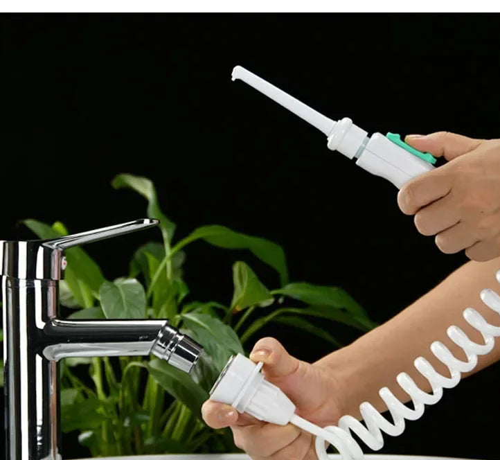 Nova torneira irrigador oral portátil limpador de dentes dental água flosser pressão ajustável jato água fio dental sem necessidade carga