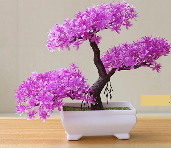 1pc plantas artificiais bonsai pequena árvore simulação plantas flores falsas mesa vaso ornamentos decoração para casa hotel jardim decoração