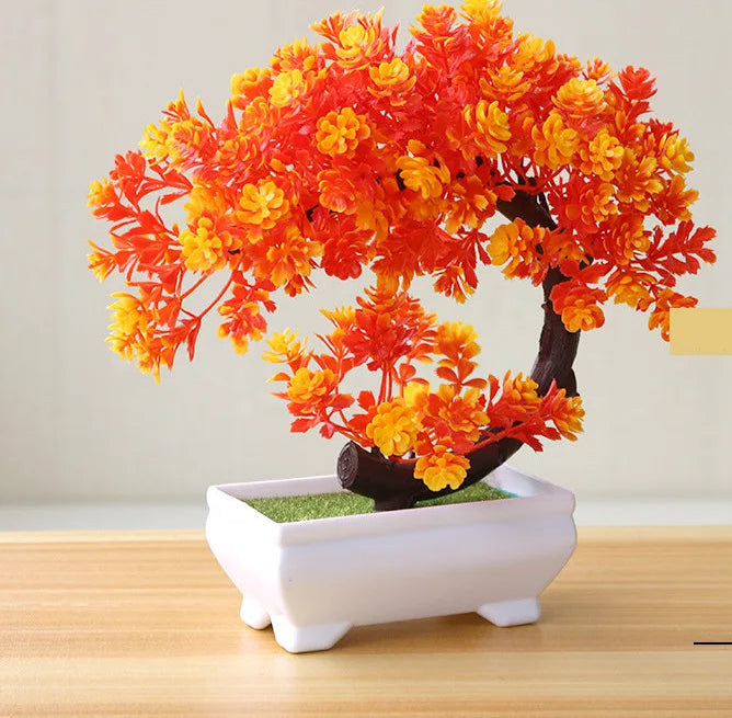 1pc plantas artificiais bonsai pequena árvore simulação plantas flores falsas mesa vaso ornamentos decoração para casa hotel jardim decoração