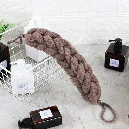 1 pçs alça traseira macia purificador de banho bolhas ricas escova corporal barras de chuveiro malha puff esfoliante massagem banho bola flor banheiro