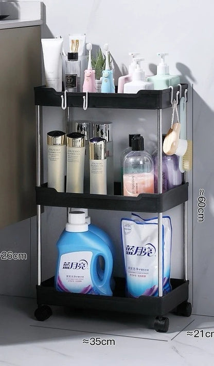 2025 Carrinho de armazenamento de banheiro com rodinhas de 3/4 camadas, organizador multiuso para banheiro, cozinha, escritório
