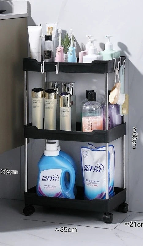 2025 Carrinho de armazenamento de banheiro com rodinhas de 3/4 camadas, organizador multiuso para banheiro, cozinha, escritório