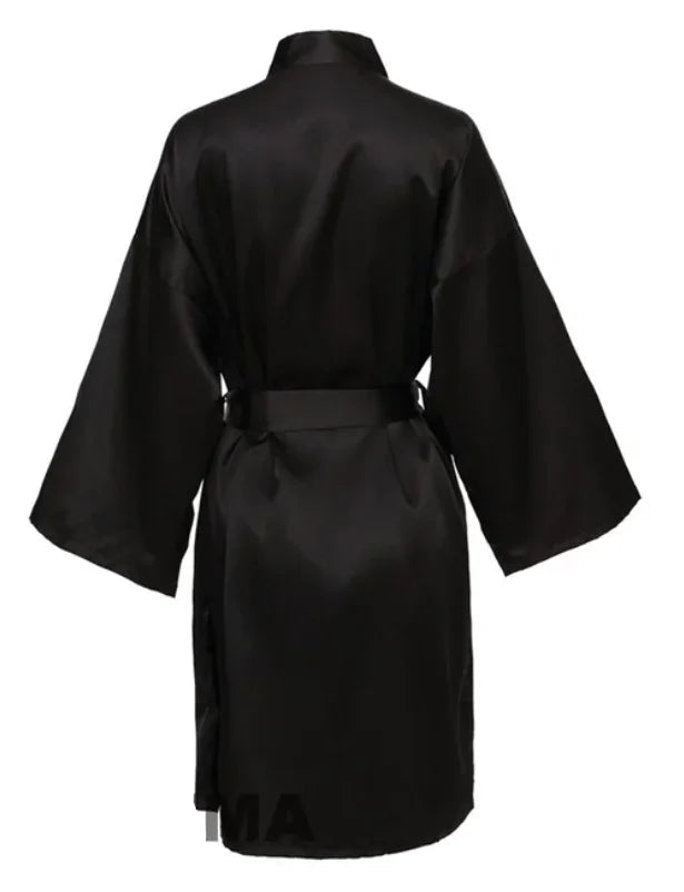 Robe de noiva para festa de casamento, com letras pretas, kimono, cetim, pijama, dama de honra, roupão sp2000