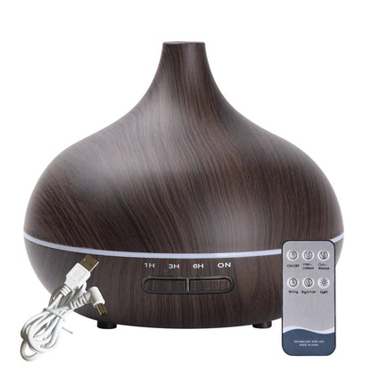 USB Aroma Difusor com Luzes LED e Controle Remoto, Difusor De Óleo Essencial, Alimentado Umidificador De Ar, Cor De Madeira, 7 Cores, 550ml