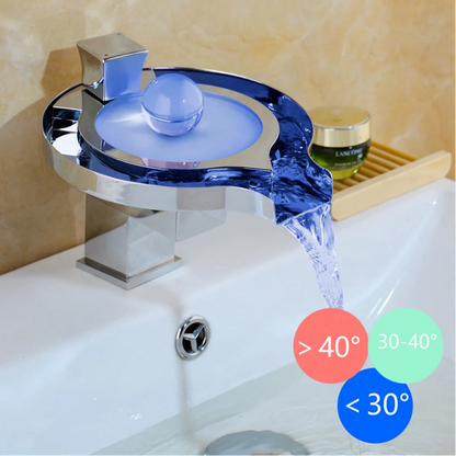 ZAPPO LED RGB Bacia Do Banheiro Torneira Da Pia Cachoeira Latão Banheiro Vaso Misturador Pia Torneira Acabamento Cromado Quente Torneiras De Água Fria