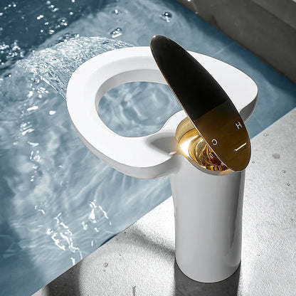 Single Handle Cachoeira Torneira Do Banheiro, Torneiras De Bacia Preta, Torneira Misturadora De Banho, Pia De Latão, Guindaste De Água, Prata, 855964