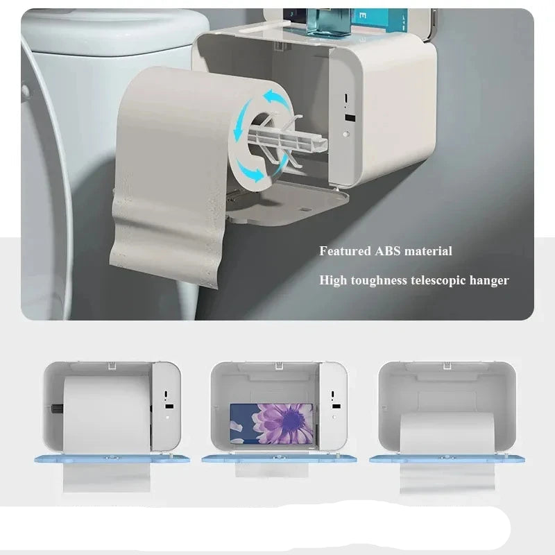 Suporte de papel higiênico de indução, prateleira automática para papel wc, dispensador de papel higiênico montado na parede, acessórios de banheiro