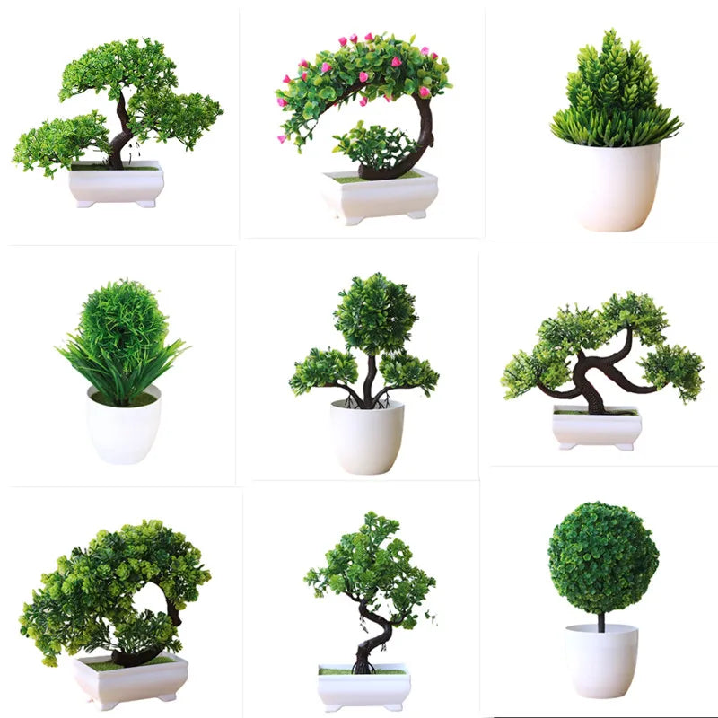 1pc plantas artificiais bonsai pequena árvore simulação plantas flores falsas mesa vaso ornamentos decoração para casa hotel jardim decoração