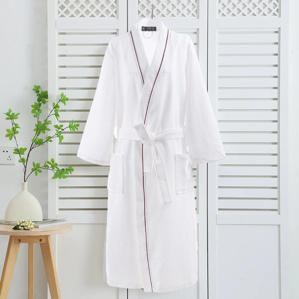 100% algodão casal robe waffle roupão quimono yukata casa roupas casuais feminino sleepwar nightwear primavera verão loungewear