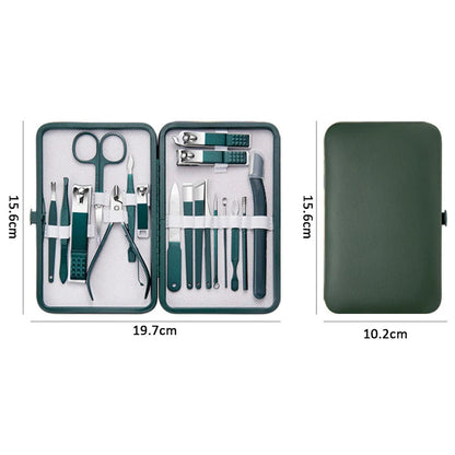 7-18 pçs conjunto de manicure kit cortador de unhas profissional ferramentas de cuidados com as unhas de aço inoxidável com caso de viagem de couro para homem e mulher
