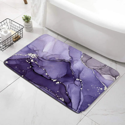 Conjunto de tapete de banho abstrato turquesa, arte moderna com tinta, padrão texturizado, decoração de banheiro, tampa de vaso sanitário