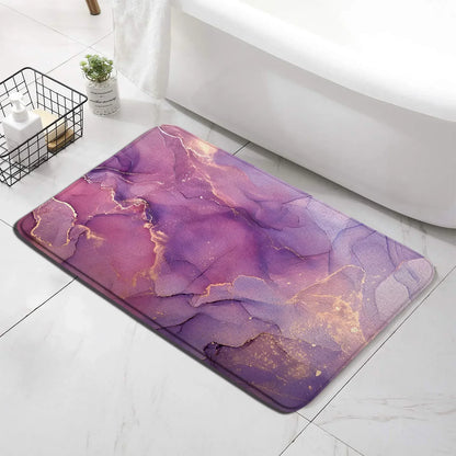 Conjunto de tapete de banho abstrato turquesa, arte moderna com tinta, padrão texturizado, decoração de banheiro, tampa de vaso sanitário