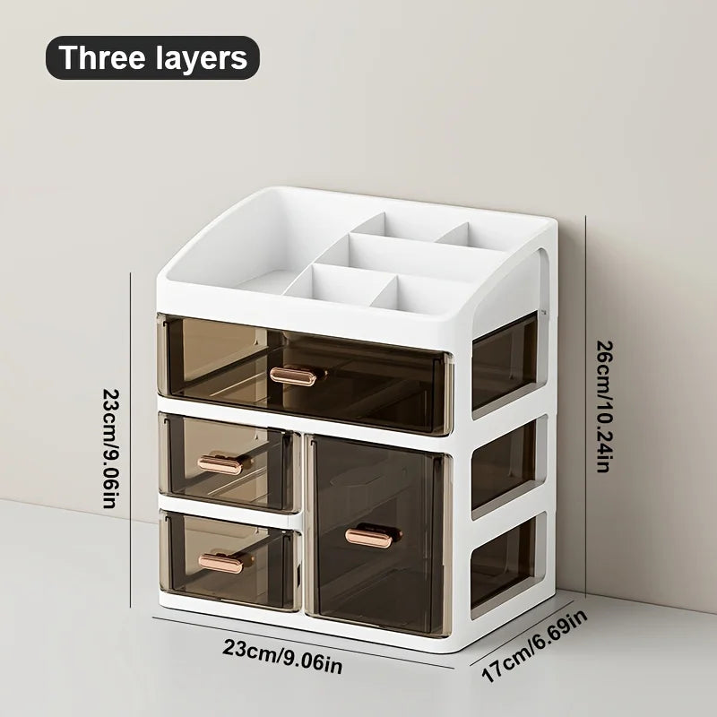 Caixa Organizadora de Cosméticos com Gavetas e Design à Prova de Poeira