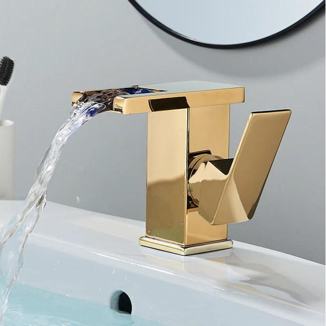 Fmhjfisd led torneira da bacia do banheiro cachoeira único punho único furo torneiras misturadoras do banheiro sensível à temperatura contemporânea