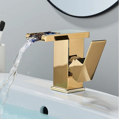 Fmhjfisd led torneira da bacia do banheiro cachoeira único punho único furo torneiras misturadoras do banheiro sensível à temperatura contemporânea