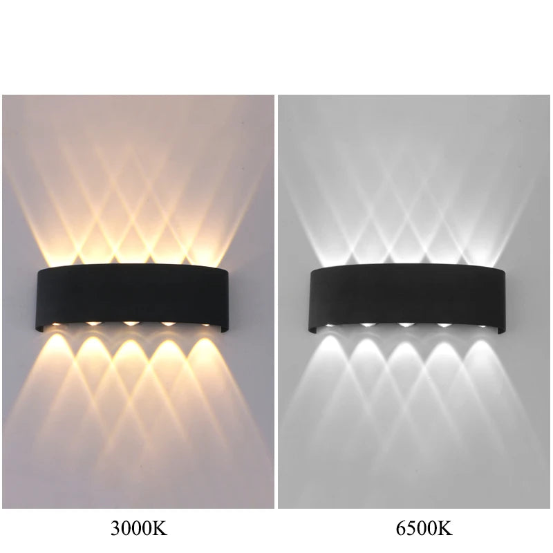 Luminária de parede led para cima e para baixo, à prova d'água, interior, para quarto, sala de estar, corredor, iluminação interna e externa
