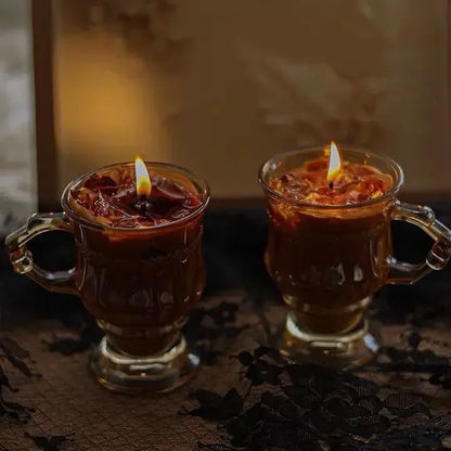 Vela Aromática de Café em Copo Elegante para Decoração