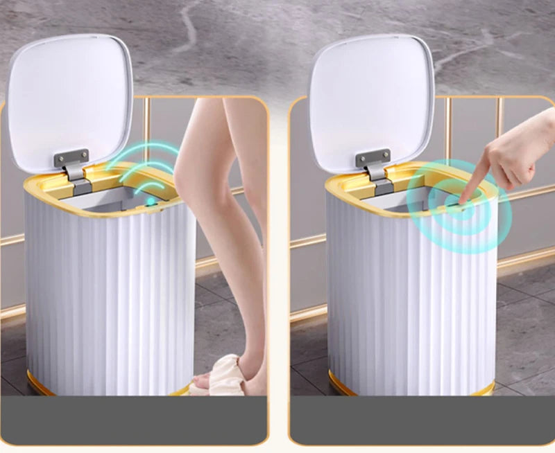 Casa inteligente sensor automático lata de lixo para cozinha banheiro wc lata de lixo inteligente sala estar lixo cesta à prova dwaterproof água