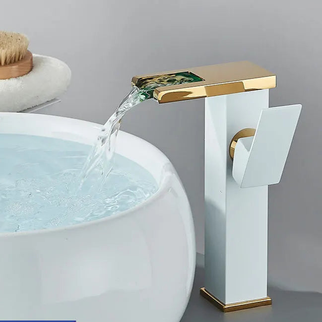 Fmhjfisd led torneira da bacia do banheiro cachoeira único punho único furo torneiras misturadoras do banheiro sensível à temperatura contemporânea