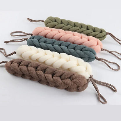 1 pçs alça traseira macia purificador de banho bolhas ricas escova corporal barras de chuveiro malha puff esfoliante massagem banho bola flor banheiro